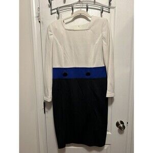 Vintage 70's Leslie Fay Sheath Dress Size 12 Long Sleeve Union ILGWU Color block